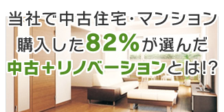 当社で中古住宅・マンション購入した82％が選んだ中古＋リフォームはこちら！