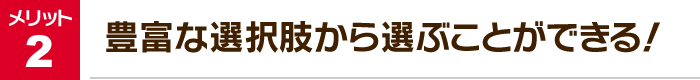 メリット2：豊富な選択肢から選ぶことができる！